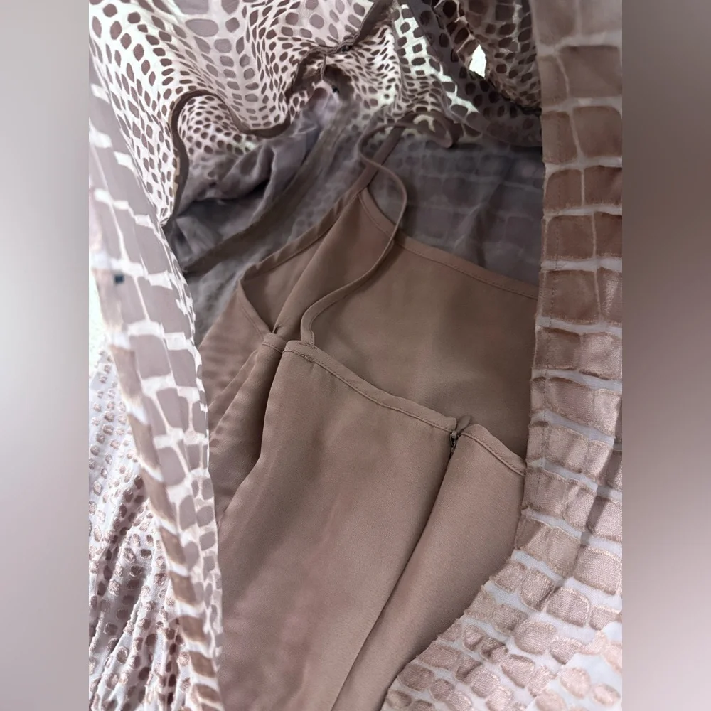 Reiss Emma Silk Velvet Burnout Snakeskin Mock Neck Long Sleeve‎ Dress Sz 4